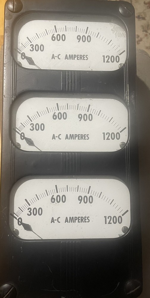 Westinghouse Triplex Ammeter Scale 0 - 1200