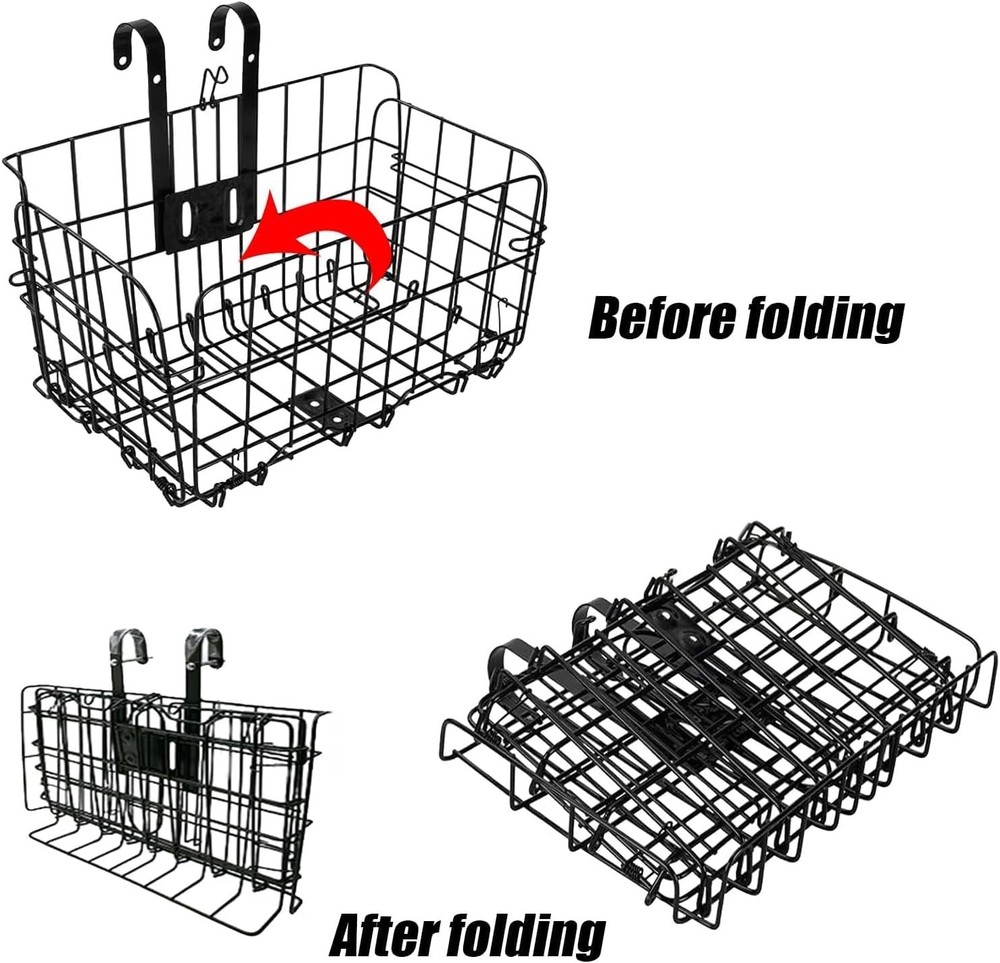 Bicycle Front Basket Folding Wire Basket Handlebar Easy Install
