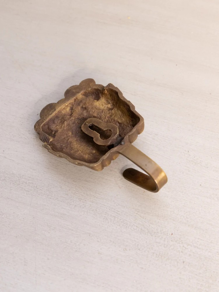 Gold Tone Brass Apple in Basket Wall Hook