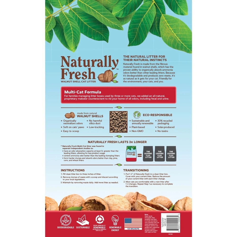 Naturally Fresh Quick Clumping Walnut Shell Multi-Cat Litter - 14 lb