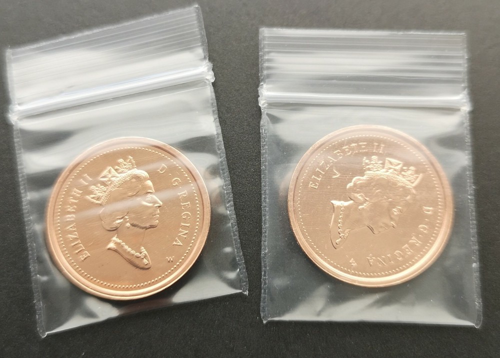 *** CANADA ONE CENT 1998 W + 2000 W *** FROM MINT SETS ***