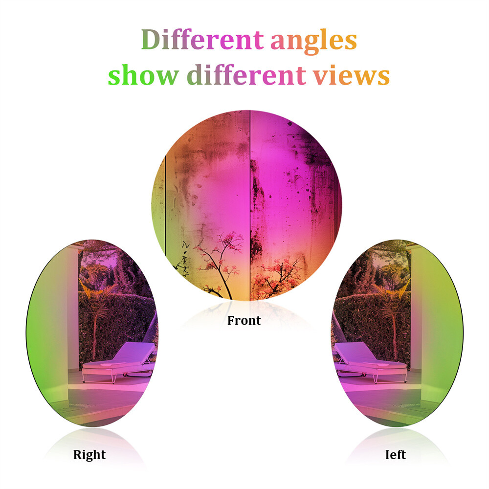 Round Wall Mirror Iridescent Effect Accent Mirror Rainbow Decor Mirror for Home