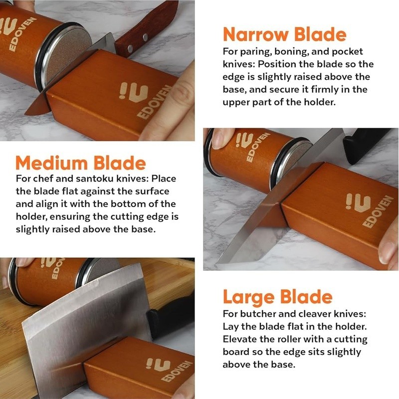 Dual Angle Knife Sharpener 2 Stage Beech Wood Rolling Sharpener Universal Use
