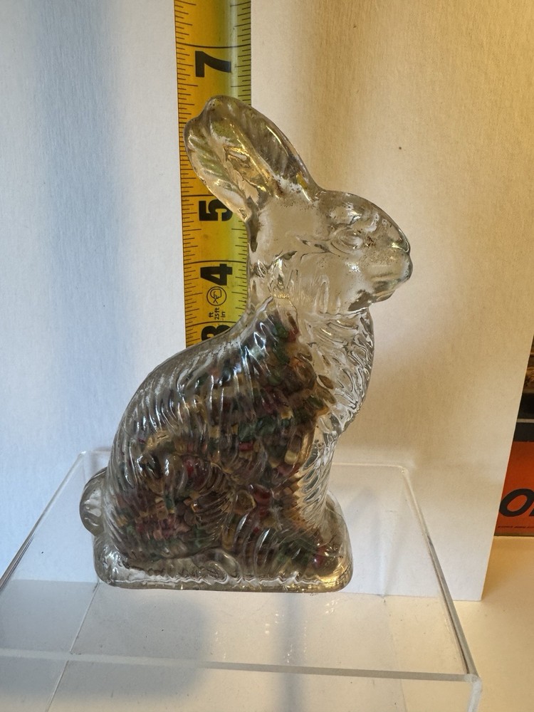 Vintage Glass Easter Bunny Rabbit Candy Container