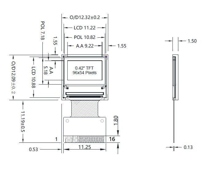 0.42 inch Mini Color TFT LCD Display Module 96x54 IPS ST7735