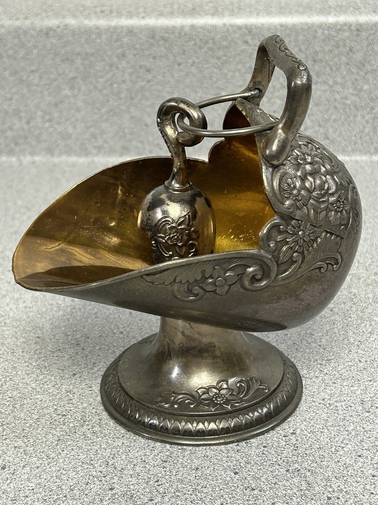 Vintage Silver-Plated Sugar Scuttle with Scoop