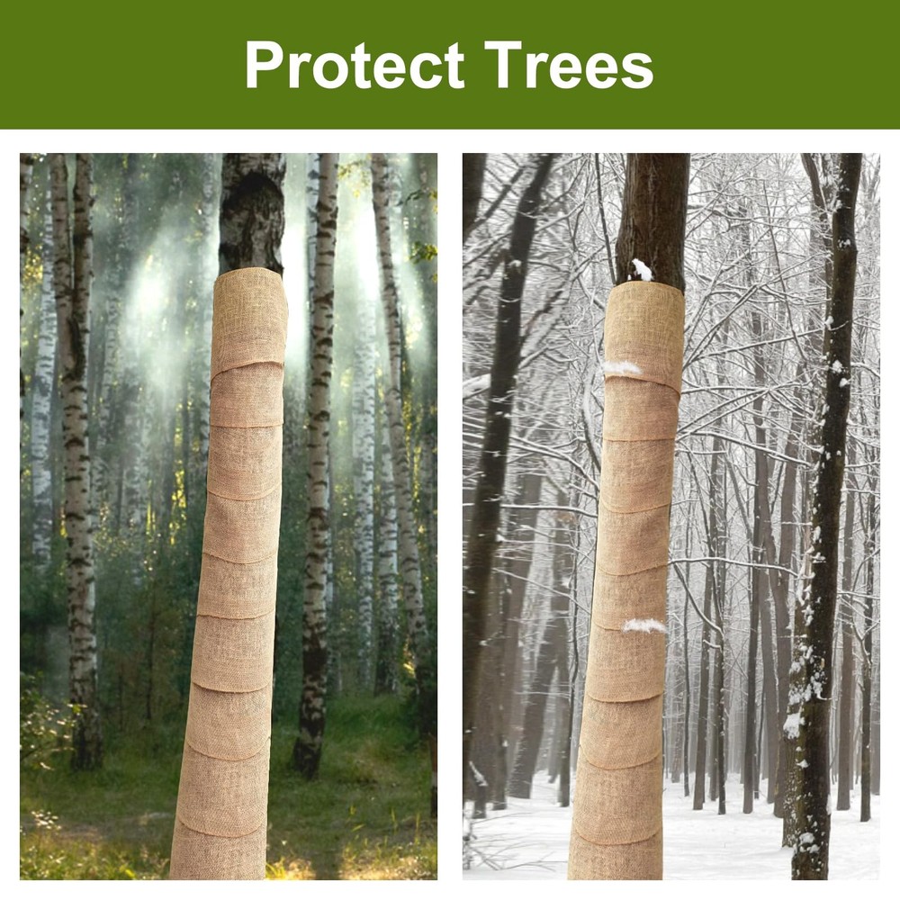 Burlap Tree Protector Wraps 7.8 Inch x 9.8 Ft Winter Trunk Guard 2 Rolls