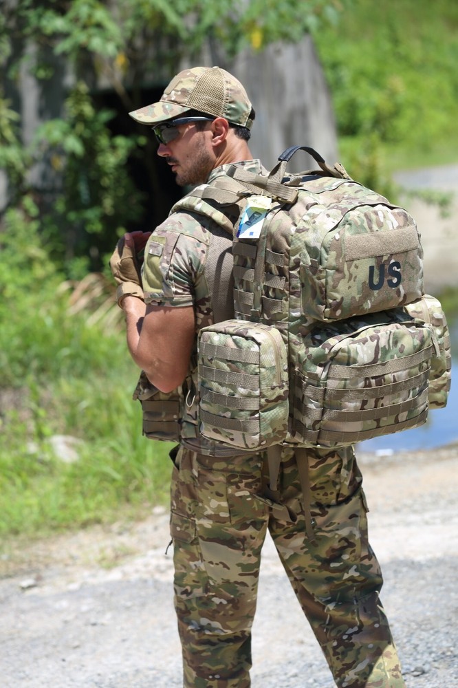 MOLLE Medium Rucksack Internal Frame Multi-Terrain Camo 50L Pack w/ Pouches