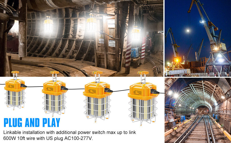 80W LED Temporary Work Light Industrial Construction Linkable Work Shop Lighting