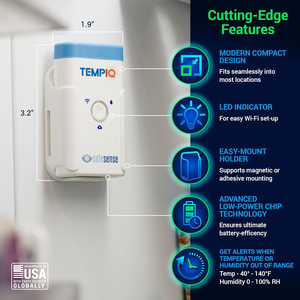 TEMPIQ Remote Wifi Temperature & Humidity Sensor - App Integration, Alerts, Help