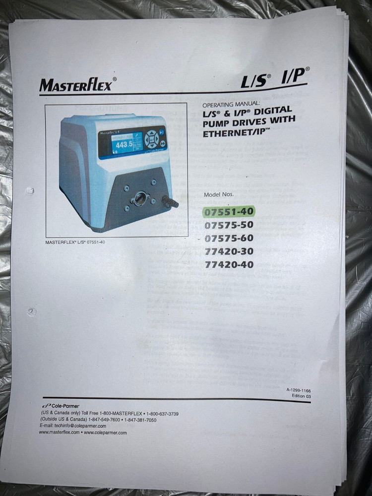 Masterflex L/S Digital Drive w/ Open-Head Sensor, Ethernet/IP Network-Compatible