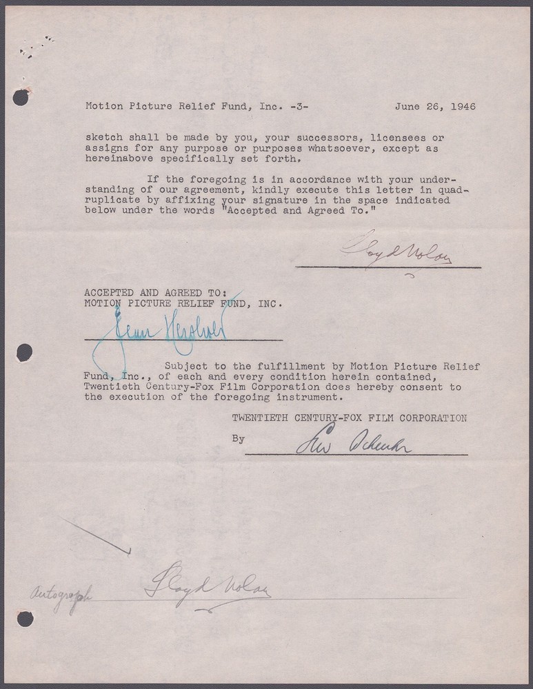 LLOYD NOLAN - DOCUMENT DOUBLE SIGNED 06/26/1946
