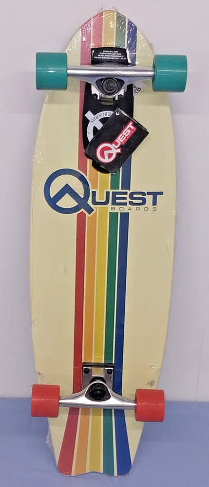 NEW Quest Boards Double Kicktail 32" Maple Skateboard Straight Line Rainbow Deck