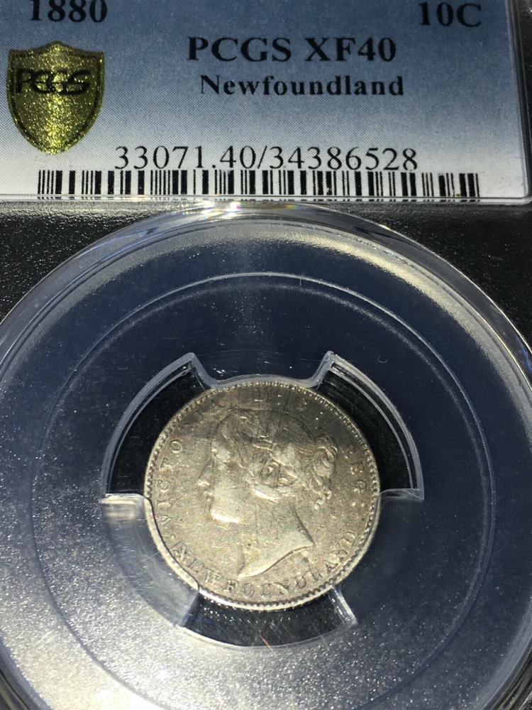 1880 Newfoundland, ¢10 Cent, PCGS Graded, **EF-40**