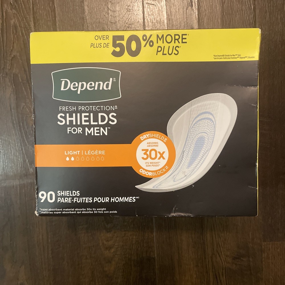 Depend Shields Incontinence Pads for Men, Light Absorbency, 90 Count Packagin...