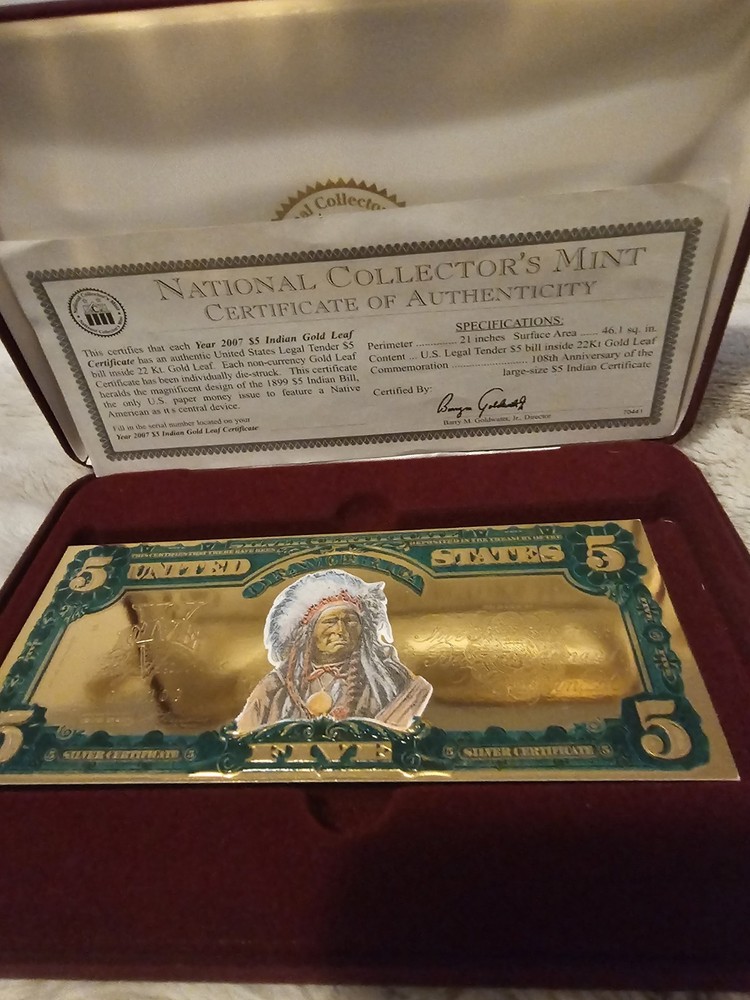 $5 Copy Silver Certificate 22kt Gold Plated
