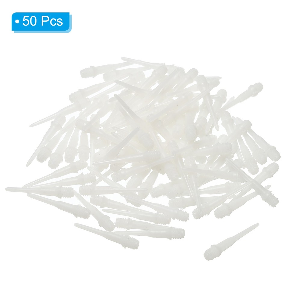 Plastic Dart Tips, 50 Pack 2BA Thread Soft Dart Tips Dart Accessories, White