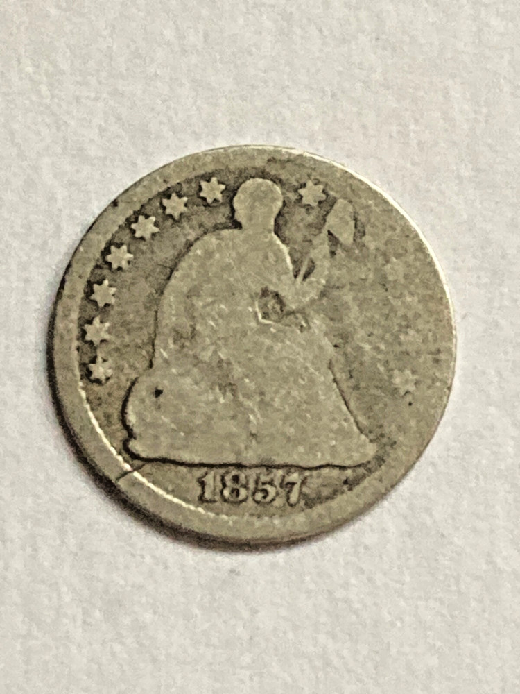 1857 Silver Liberty Seated Half Dime