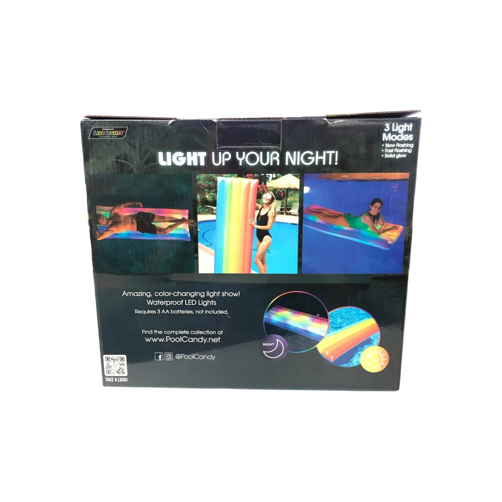 Pool Candy Illuminated 74" Rainbow Light Up Deluxe Pool Raft Float