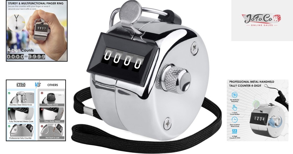 Lightweight Handheld 4-Digit Clicker Counter - User-Friendly for All Ages