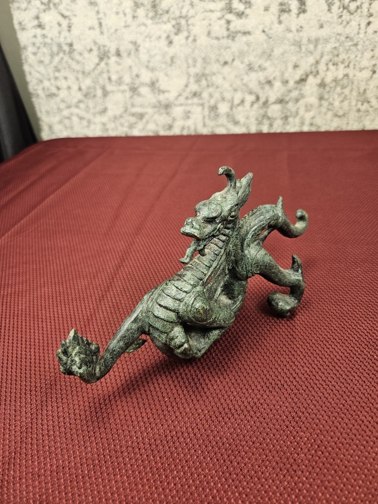 Vtg Bronze Dragon 9x5"