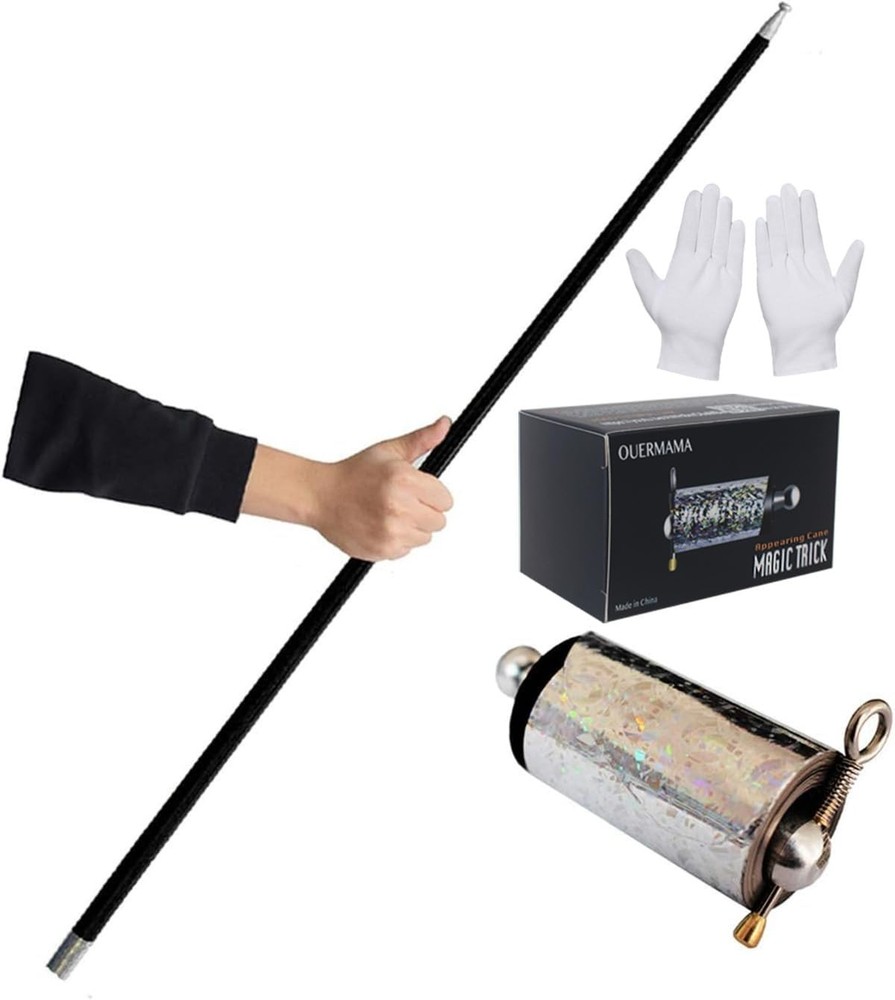 OUERMAMA Black Magic Cane Metal Appearing with Video Tutorial and