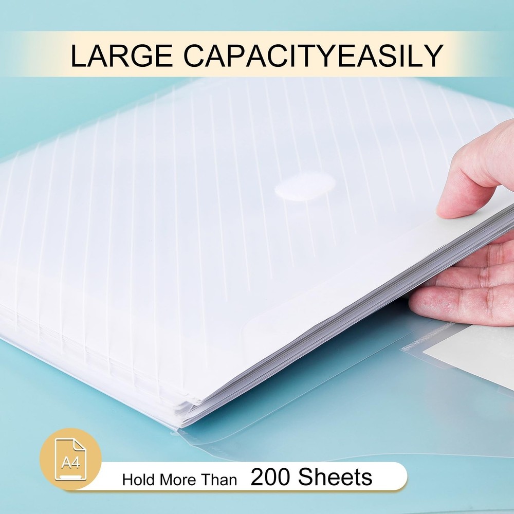 10 Pack, Clear Plastic Envelopes File Folders, HeavyDuty Document Holder with...