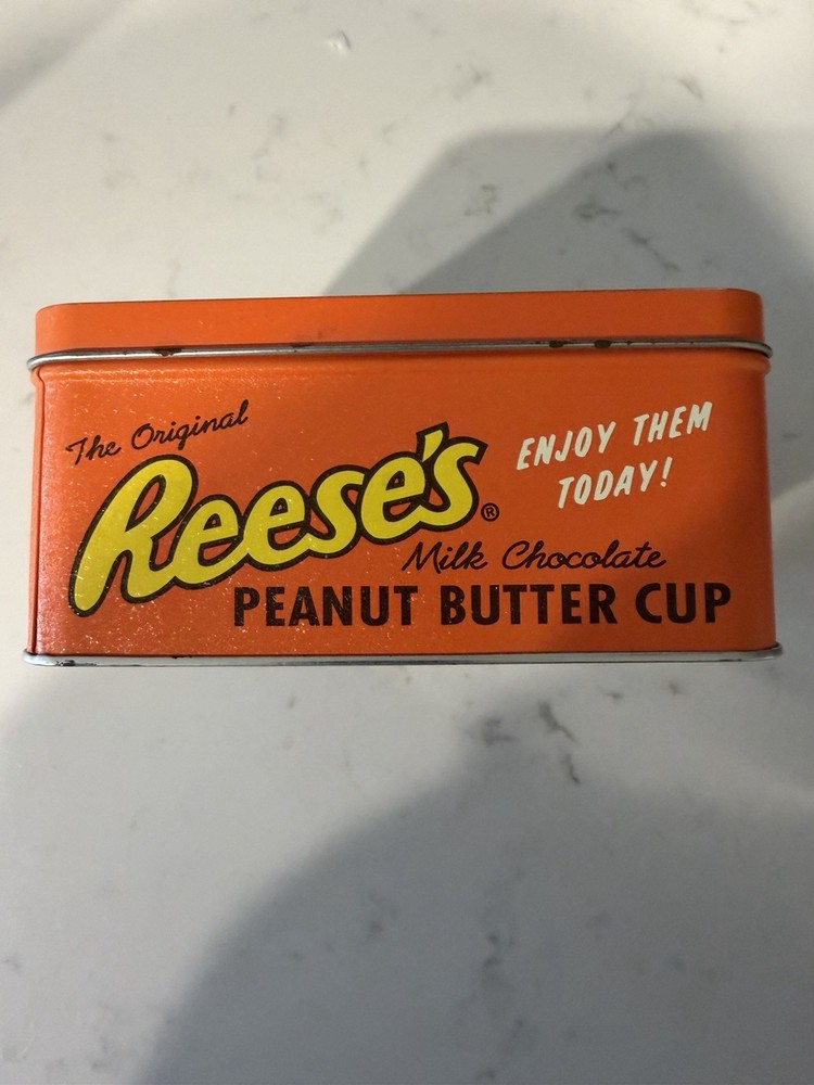 Reese's Orange Advertising Tin 1997 Candy & Nuts Theme