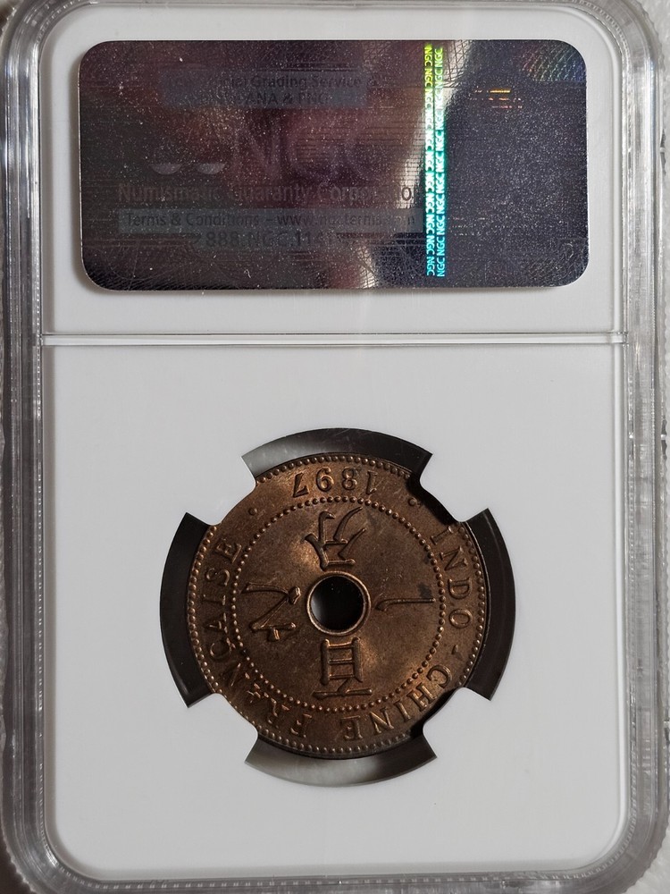 French Indochina 1 Cent 1897A NGC MS 63 RB