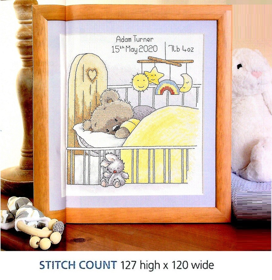 BEAR BIRTH SAMPLER  CROSS  STITCH   PATTERN  ONLY  EQ  RUA