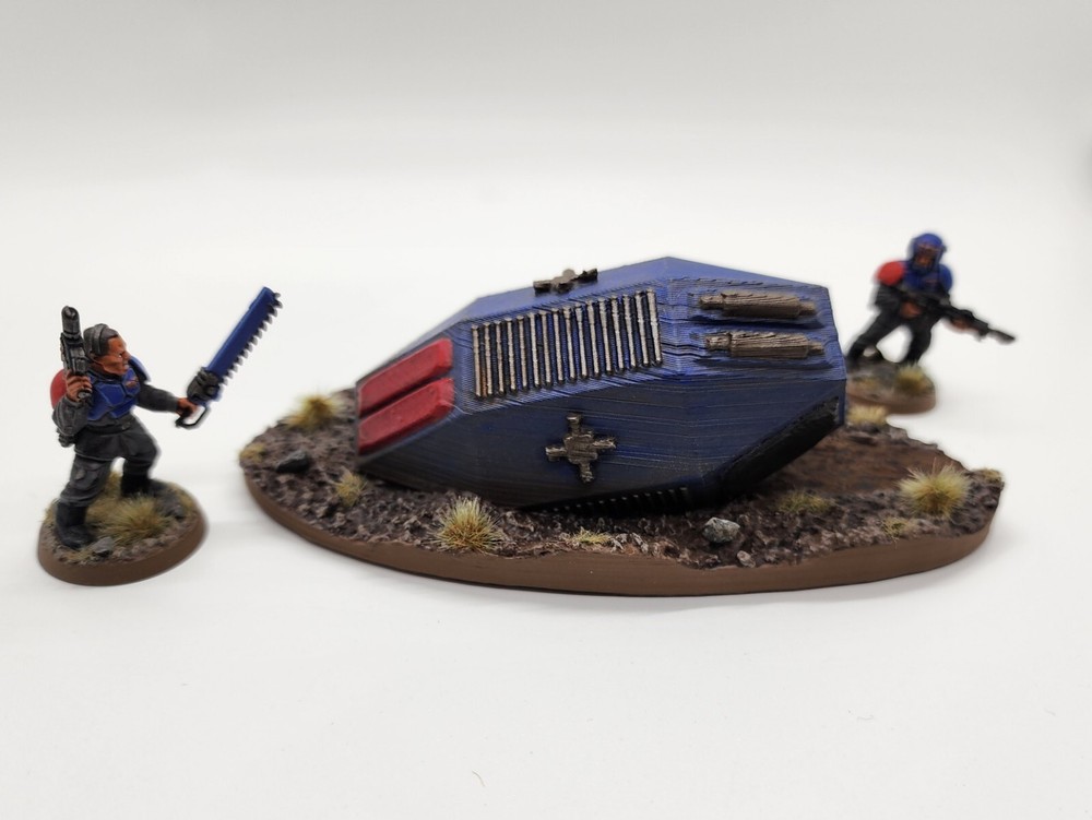 3D Printed Battlefield Terrain/ Wargame Crashed Escape Pod Objective Marker 1.
