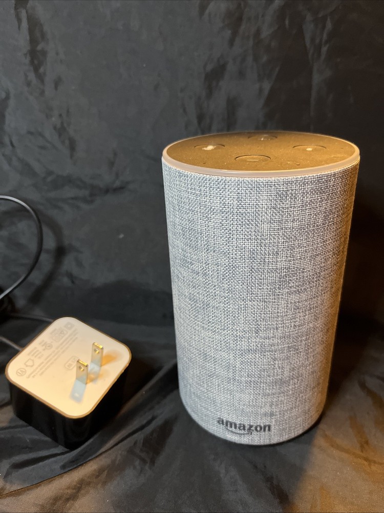 Amazon Echo Smart Speaker & Power Cable (Gen 2) - Heather Gray - TESTED