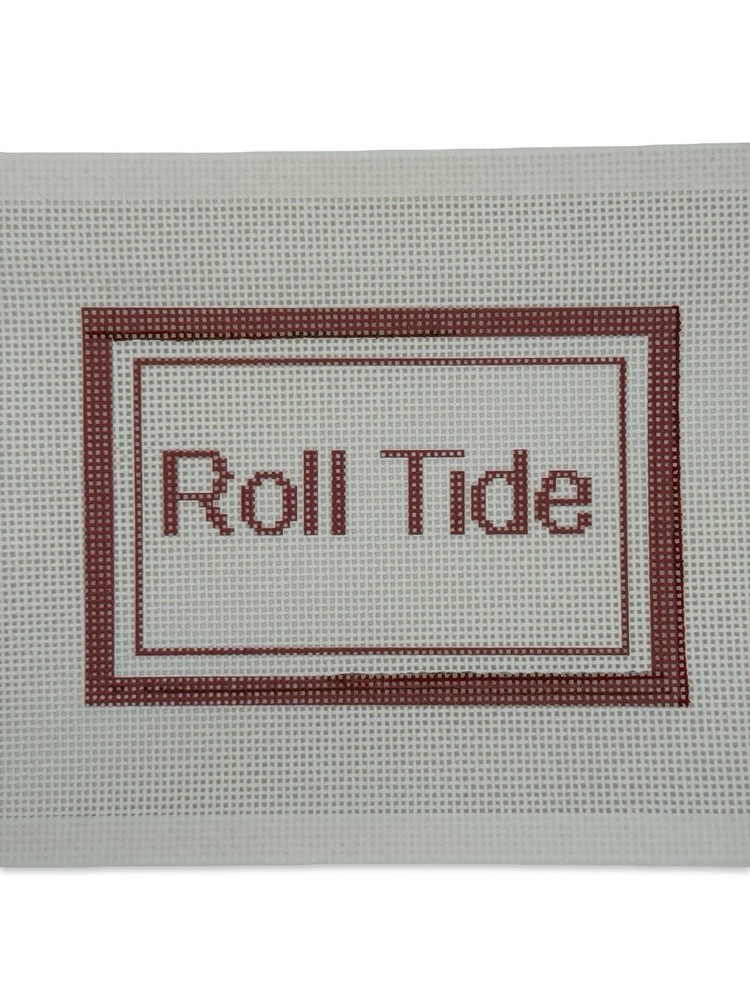 Roll Tide  Needlepoint Canvas Red Border White Red Rectangle