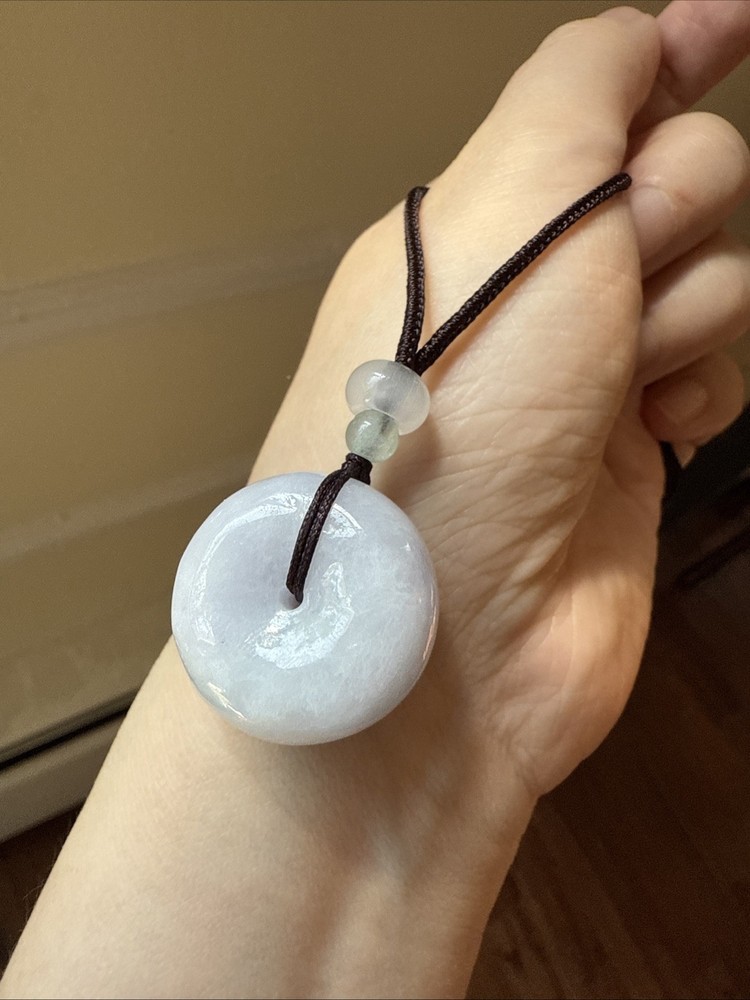 純天然翡翠A貨 老坑冰潤 肥嘟嘟平安扣 Genuine Grade A Jade Jadeite 淡淡紫 Certified