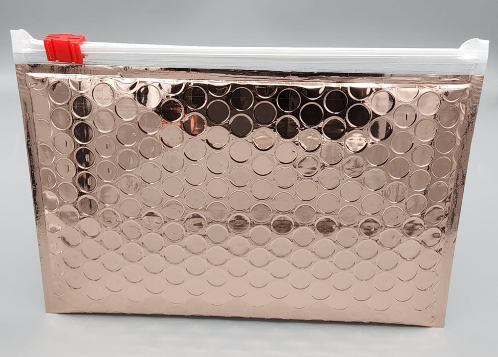 200 Pieces 4.5"x7.25" Rose Gold  Reclosable Metallic Zipper Bubble Pouch