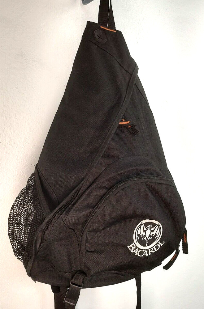 Bacardi Black Backpack Single Strap Side Opening 2 Zipper Storage Back pack