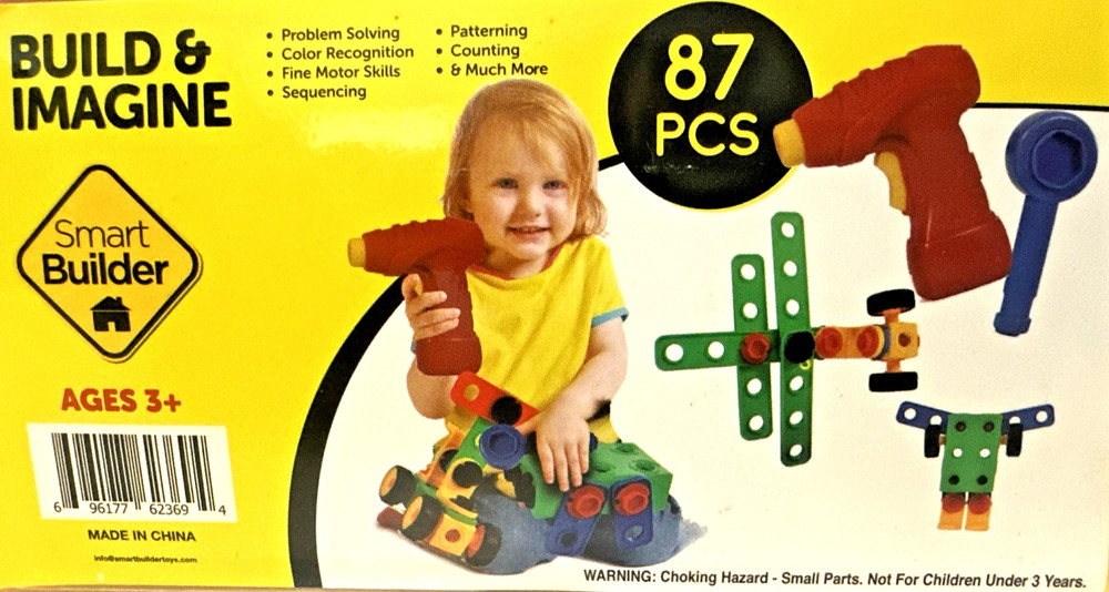 Build N Imagine 87PCBuilding Blocks Learning Construction Playset & Play Drill