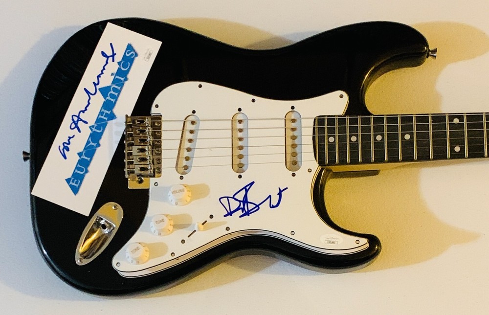THE EURYTHMICS Signed Guitar x 2 Annie Lennox JSA Authentication