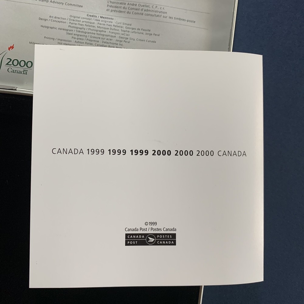 1999 2000 CANADA MILLENNIUM KEEPSAKE COIN AND MINT STAMPS SET IN TIN BOX