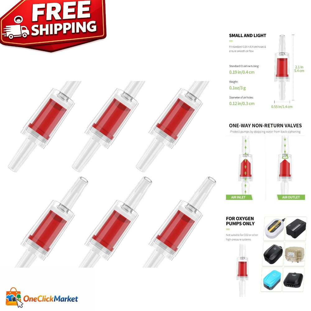 Lightweight 6-Pack One-Way Check Valves for Fish Tanks - Backflow Prevention