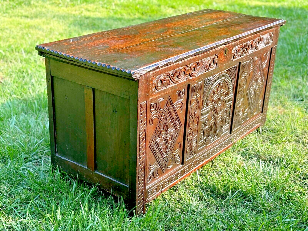 17th Century Charles II Oak Coffer--Shipping Available