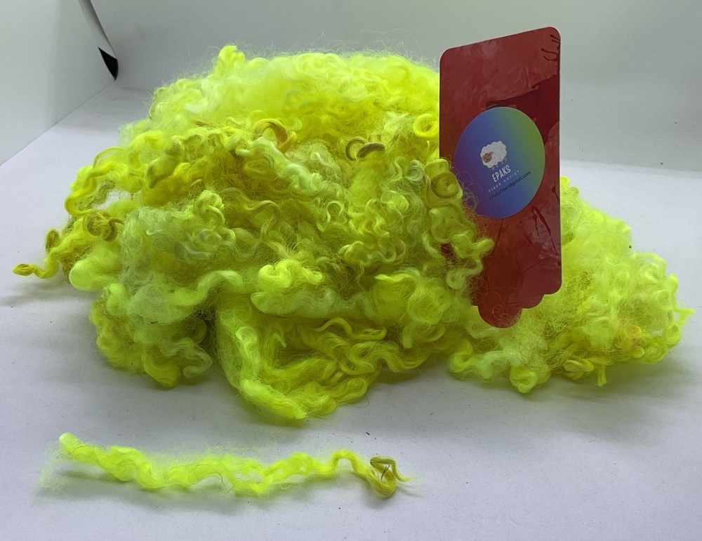 Hand Dyed Teeswater Wool Locks Longwool Bright Yellow