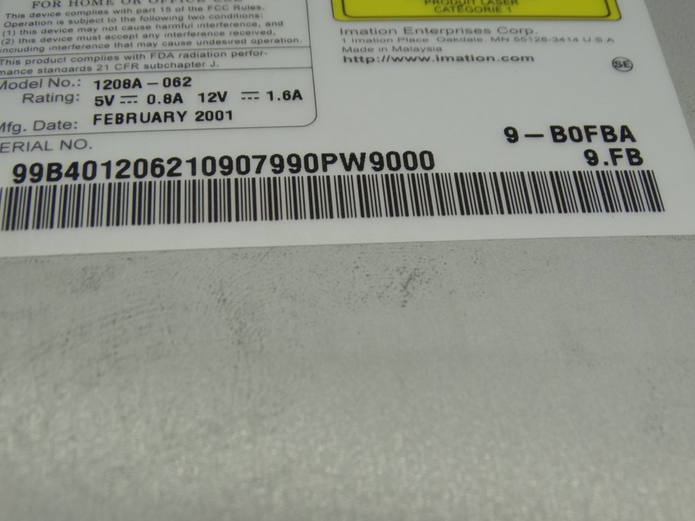 Imation High Speed Burn-R Internal Drive Rare 1208A-062