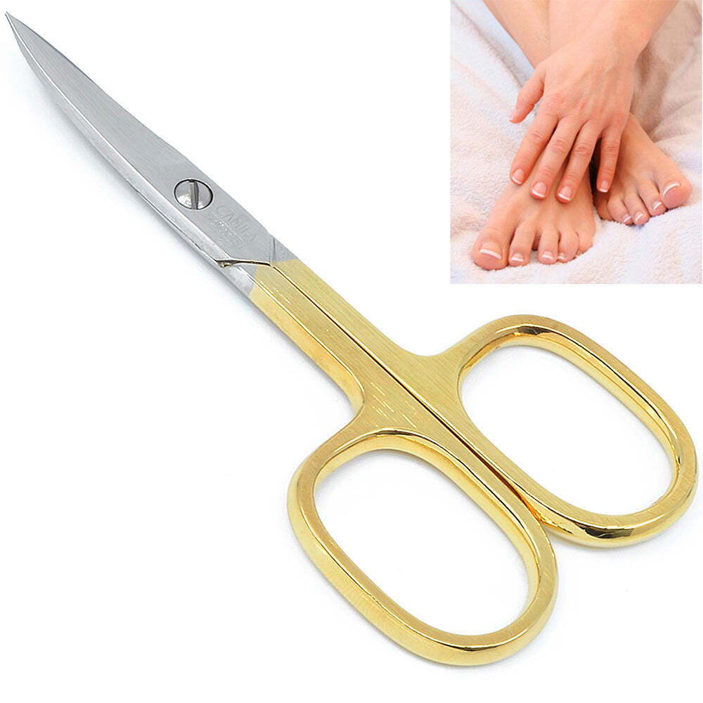 3.5" Gold Plated Curved Nail Scissors