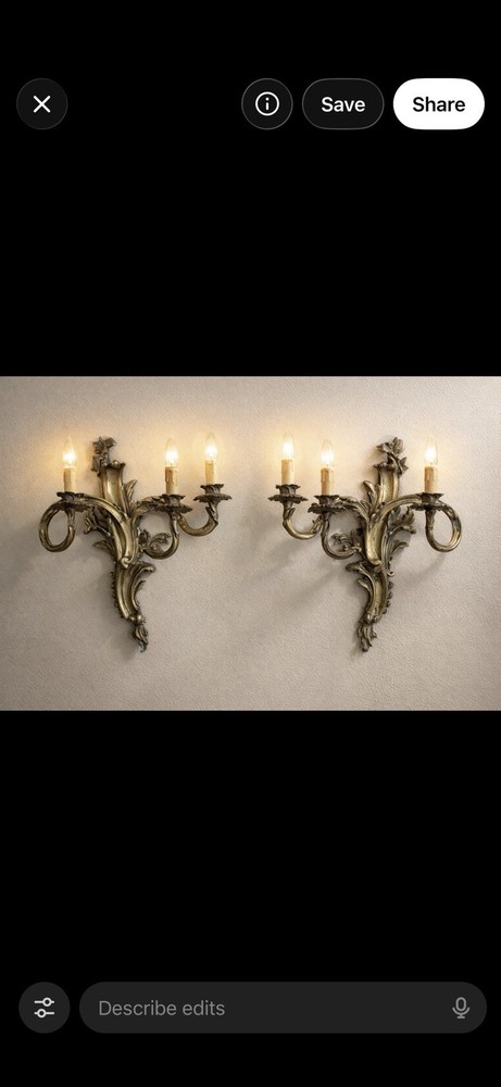 2-Antique Brass Electrified Sconces  & 2 Not Electrified.