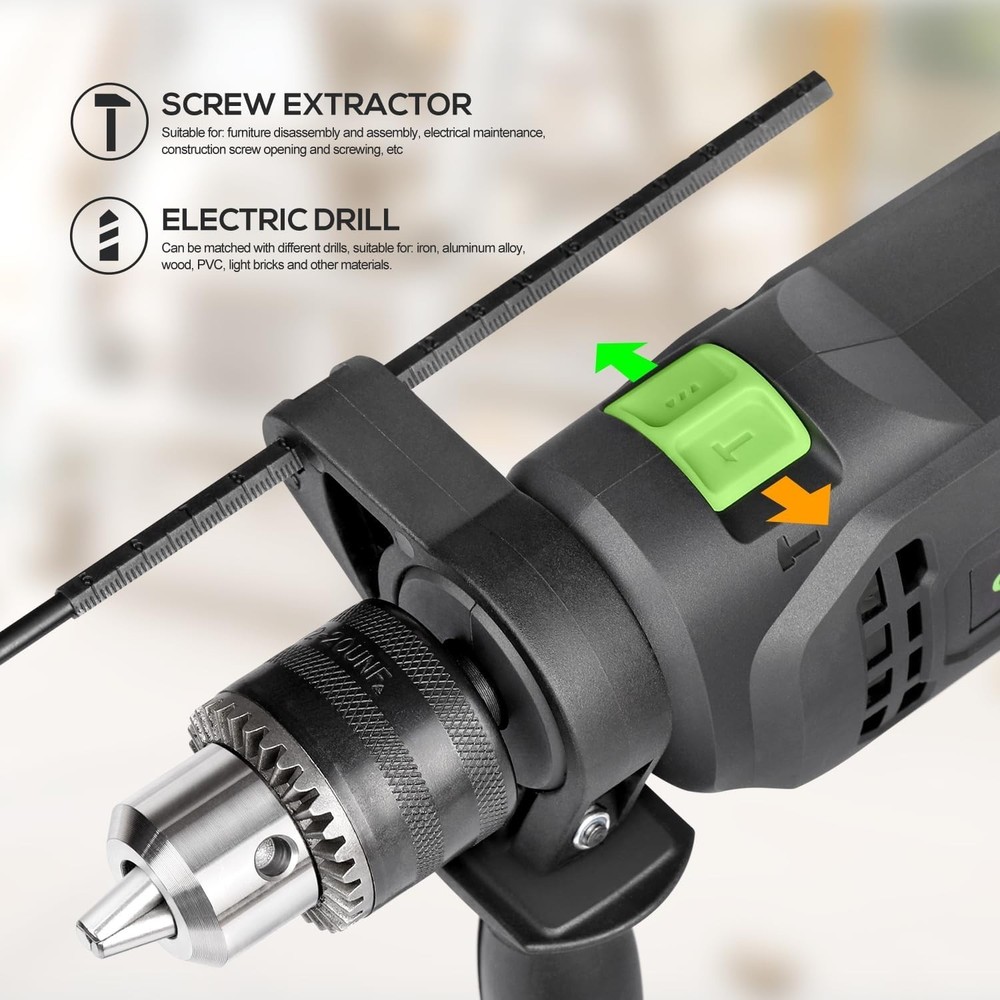 Dual-Function Corded Impact Drill with Variable Speed & Adjustable Handle