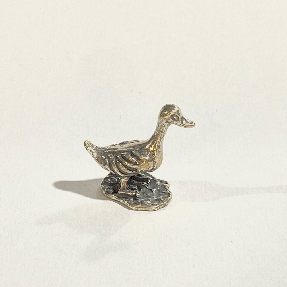 vintage solid silver duck micro miniature , hallmarked italian figurine