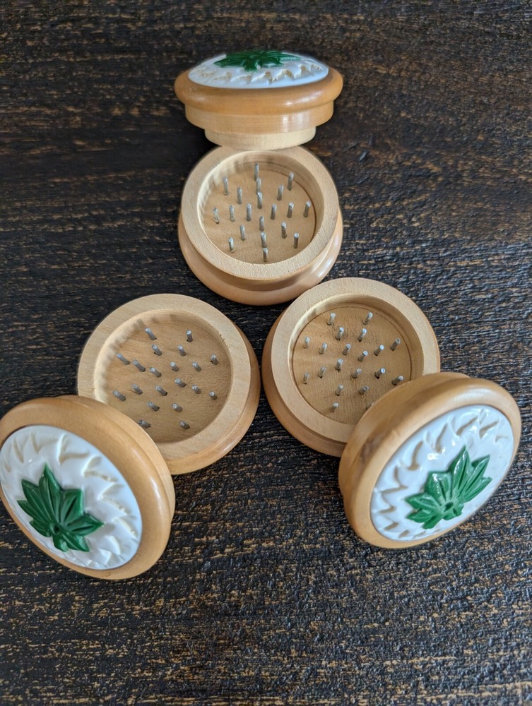 Three Handmade Wooden Grinders
