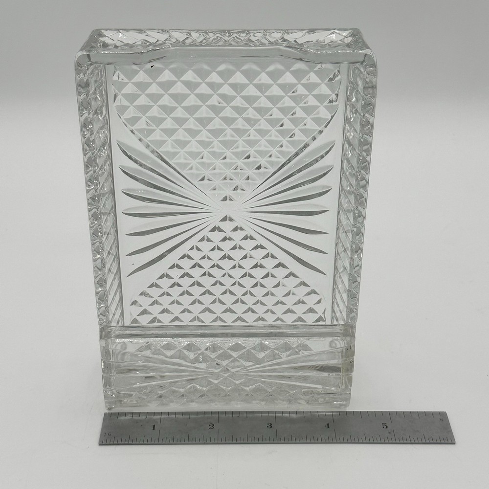 VTG Crystal Rectangular Cigar/Cigarette Box/Ashtray/Dish Hollywood Regency