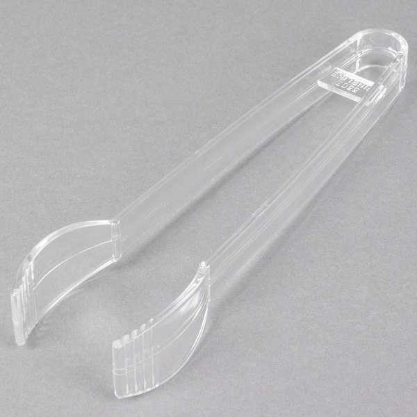 Fineline Settings 3307-CL 7" Clear Plastic Tongs - 48/Case